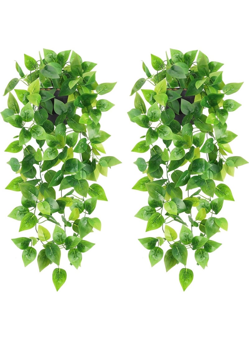 Bukela 2 Sets Artificial Plants, Hanging Artificial Plants, Artificial Trees, Small Artificial Trees, Decorative Trees, Plant, with 9 cm Pot - Image 1