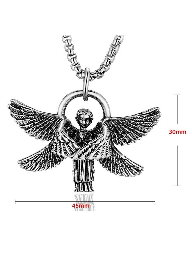 Beyond Retro Pendant Necklace, Anti Rust and Anti Fading Stainless Steel Necklace, Fashion Gift for Man (Silver)  - Image 2