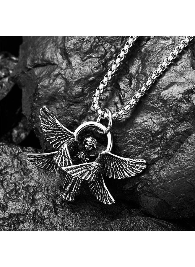 Beyond Retro Pendant Necklace, Anti Rust and Anti Fading Stainless Steel Necklace, Fashion Gift for Man (Silver)  - Image 5