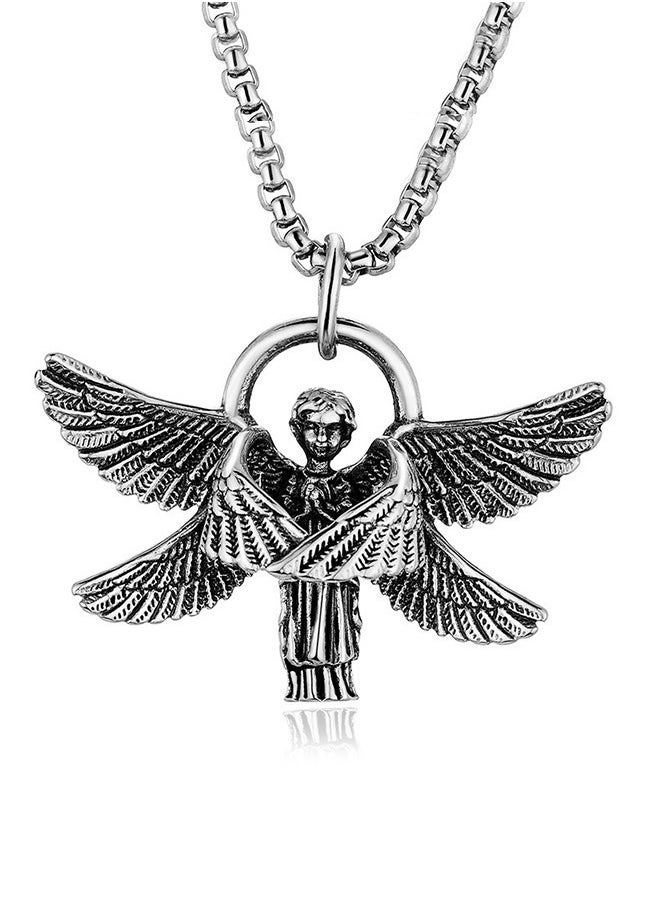 Beyond Retro Pendant Necklace, Anti Rust and Anti Fading Stainless Steel Necklace, Fashion Gift for Man (Silver)  - Image 1