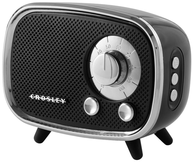 Crosley CR3039A-BK Rondo Retro Portable Rechargeable Bluetooth Speaker, Black - Image 1