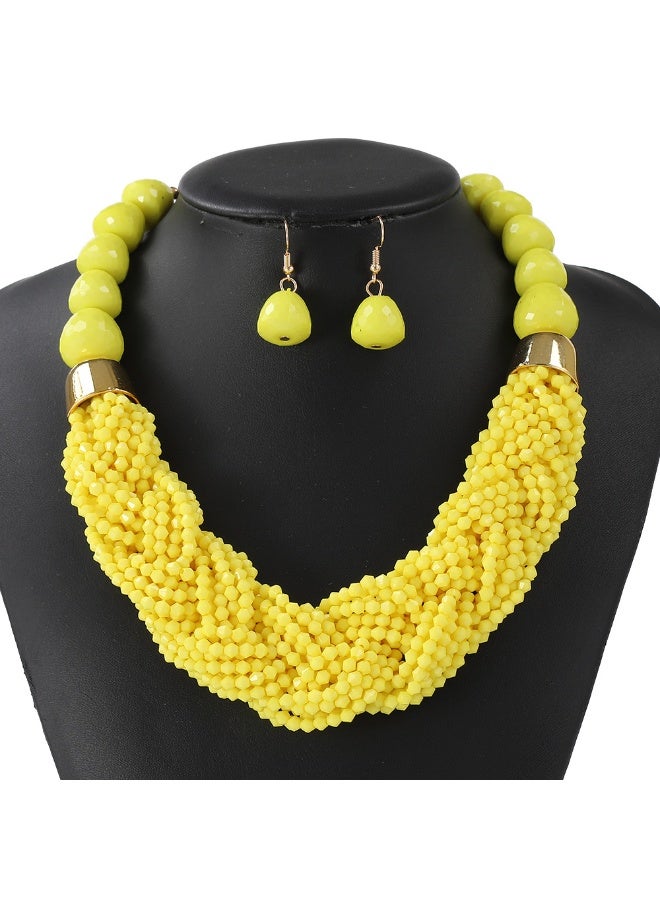 NIBEMINENT Bohemian Style Woven Three-Piece Necklace Set