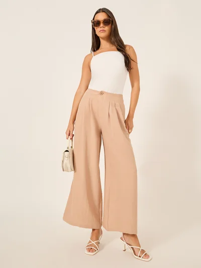 Styli Crinkled Pleated Wide Leg Pants