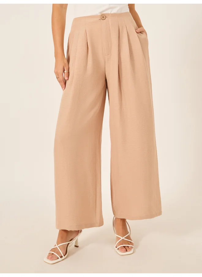 Styli Styli Crinkled Pleated Wide Leg Pants