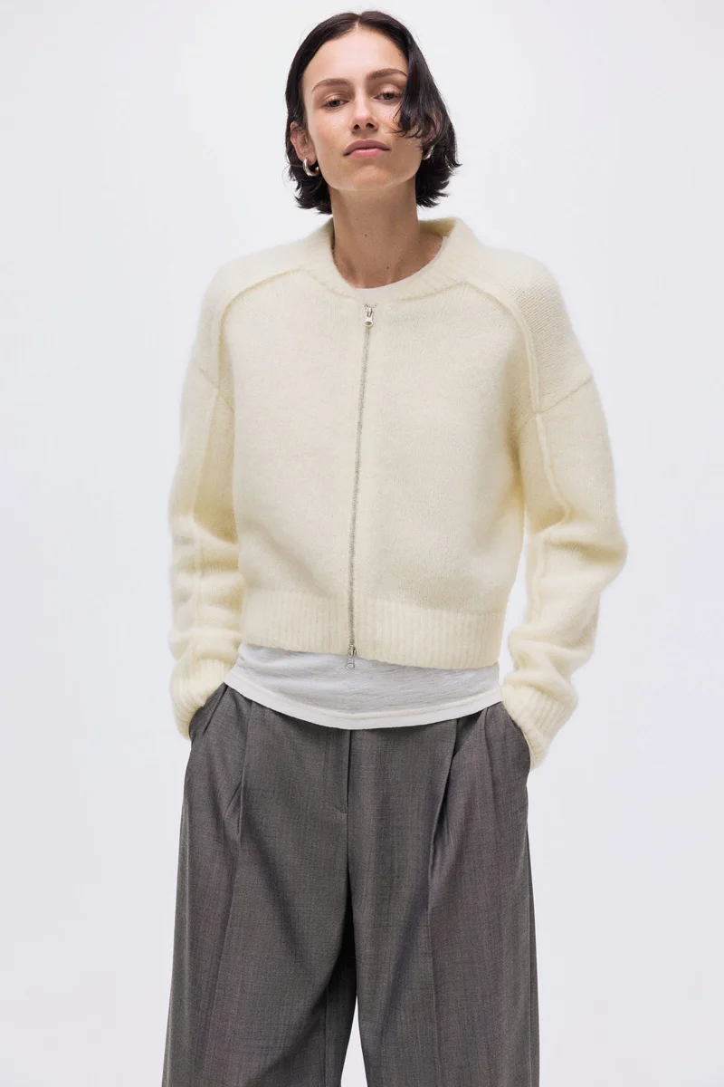 H&M Mohair-blend zip-through cardigan