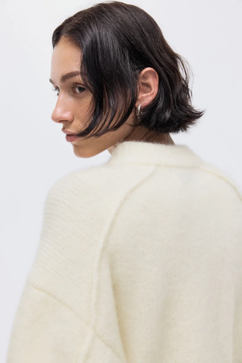 H&M Mohair-blend zip-through cardigan
