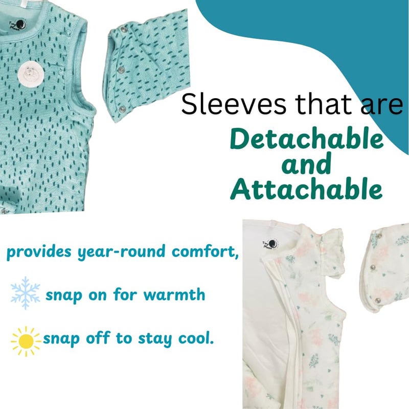 Tiny Moon Muslin Sleep Sack for Babies | 2.5 TOG 100% Cotton Sleeping Bag | Size: 0-6 Months (45cm * 67cm) | Unisex Lightweight Wearable Blanket | Gift for Babies - Image 3