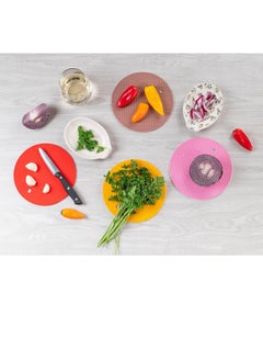 Bukela Honeycomb Pattern 7 inch Silicone Round Kitchen Hot Pad Trivets Set of 4, Pink  - Image 3