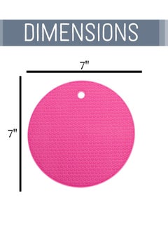 Bukela Honeycomb Pattern 7 inch Silicone Round Kitchen Hot Pad Trivets Set of 4, Pink  - Image 2