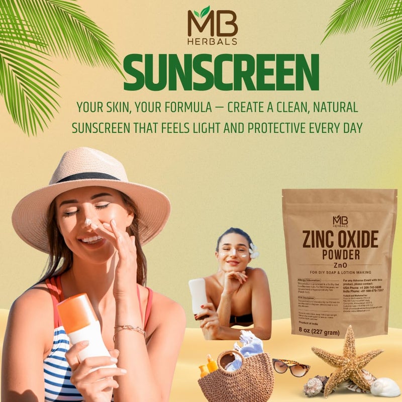 MB Herbals Zinc Oxide Powder 8 oz | Uncoated & Non-Nano | For DIY Sunscreen Lotion & Cream - Image 3