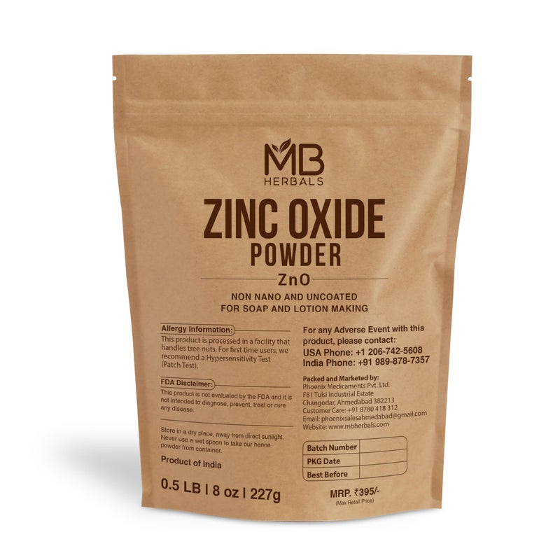 MB Herbals Zinc Oxide Powder 8 oz | Uncoated & Non-Nano | For DIY Sunscreen Lotion & Cream - Image 1