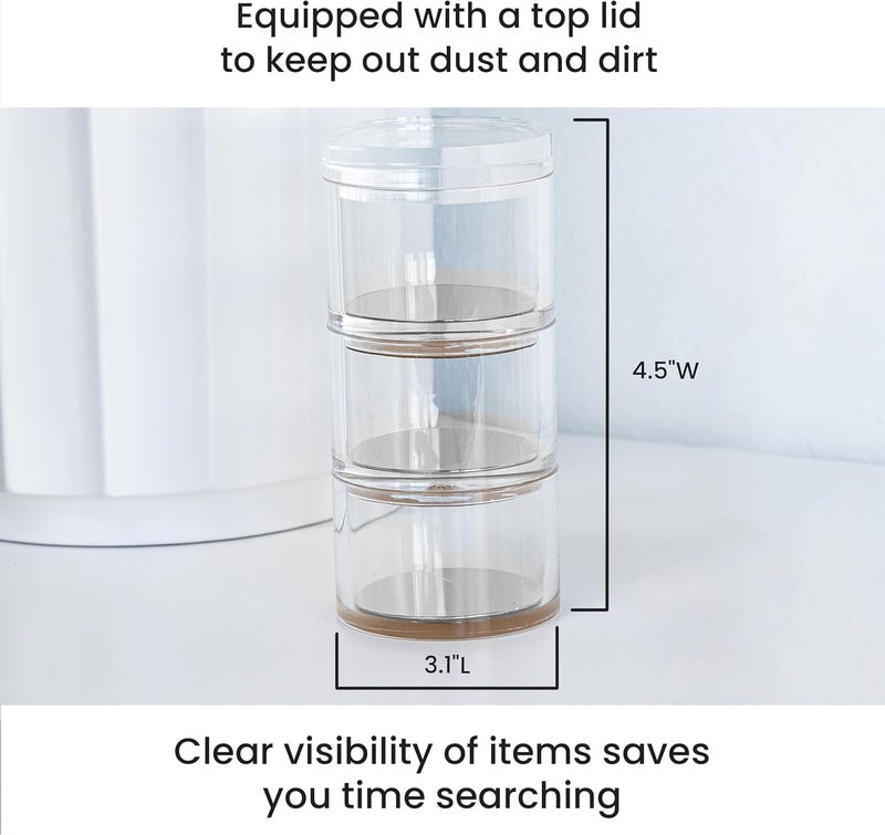 OfficeGoods Acrylic & Silver 3 Tier Organizer – Functional & Elegant Accessory Designed for Your Desk Office or Home – Great Spot for All Your Little Bits (Silver/Round) - Image 5