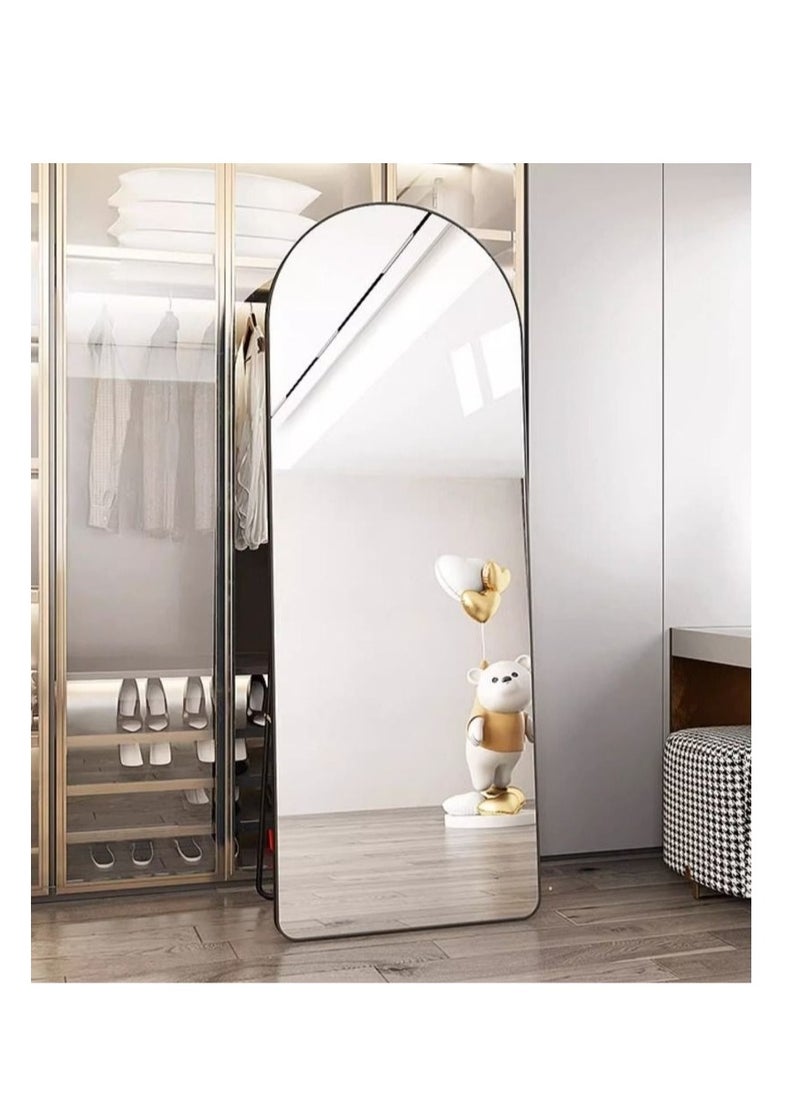 Full Length Mirror  Arched Aluminum alloy Large Standing Dressing Mirror Hanging Leaning Against Wall Mounted Mirror with Stand for Bedroom Locker Room Living Room
