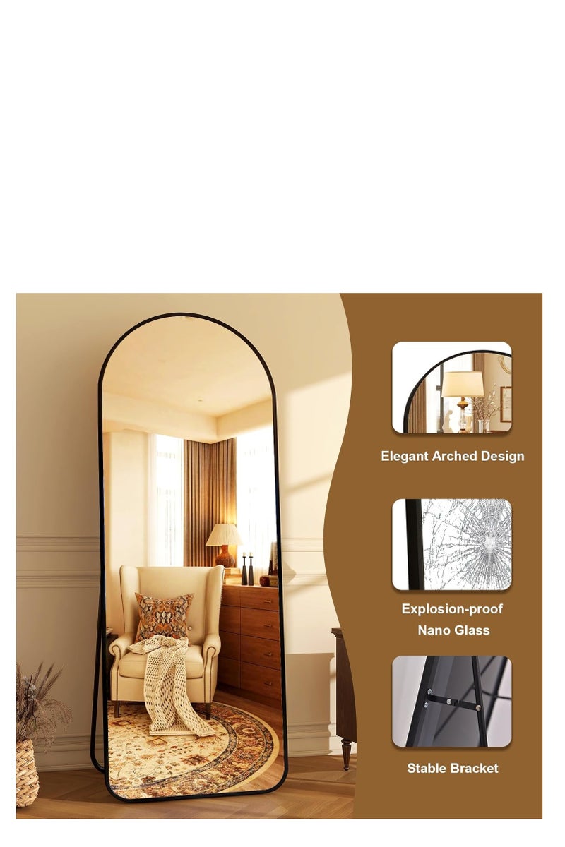 Full Length Mirror  Arched Aluminum alloy Large Standing Dressing Mirror Hanging Leaning Against Wall Mounted Mirror with Stand for Bedroom Locker Room Living Room - Image 4