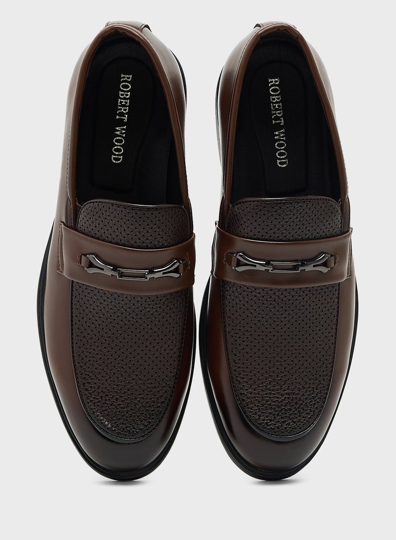Robert Wood Buckle Detail Formal Slip Ons - Image 4