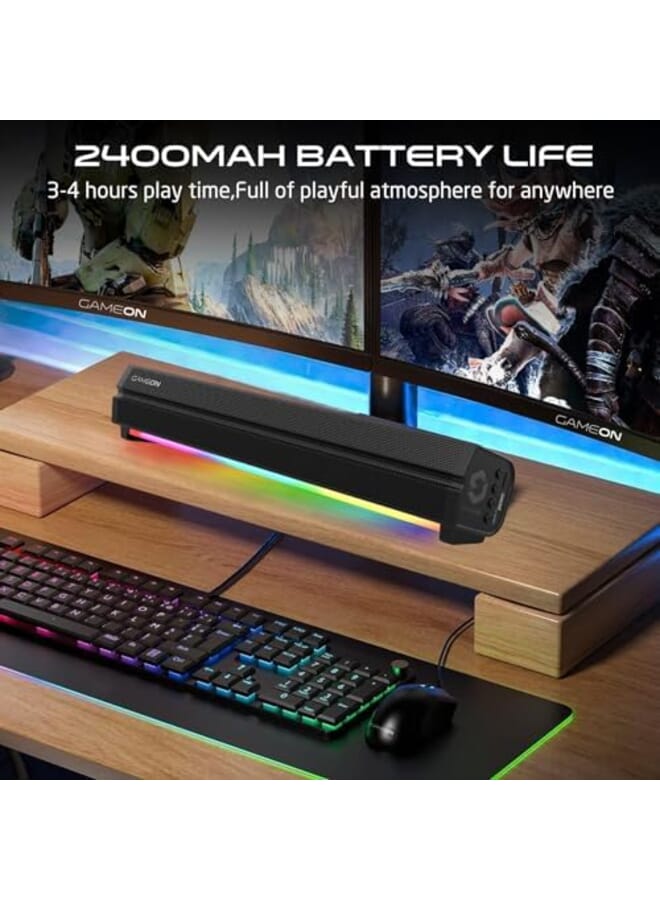 GameOn Sonicstorm X High Powered Wireless Bluetooth Sound Bar With Tws Rgb Lights And Long Battery Life Of 2400Mah 10M Range Aux In Tf Usb 52Mm Dual Horns Impedance 4Ohm 3 4 Hours Playtime - Image 3