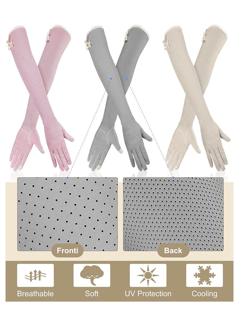 Generic UV Long Sunblock Gloves, Women's Sunblock Driving Gloves, Non Slip Full Finger Arm Sun Protective, for Outdoor Sports, 3 Pairs - Image 3