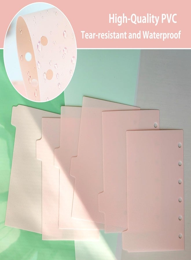 DY.2ten Dividers for 6 Ring Binder, 1/6 Cut Tabs, A7 Sturdy Plastic Binder Divider, Insertable Notebook Planner Tab, 2 Sets, 12 pcs，for School Office Home，Light Pink - Image 3
