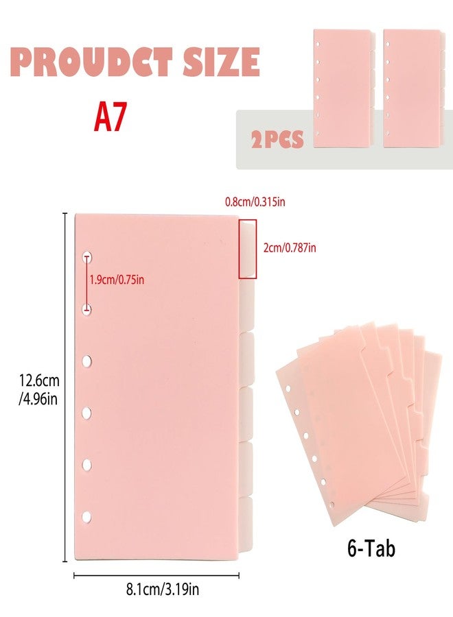 DY.2ten Dividers for 6 Ring Binder, 1/6 Cut Tabs, A7 Sturdy Plastic Binder Divider, Insertable Notebook Planner Tab, 2 Sets, 12 pcs，for School Office Home，Light Pink - Image 2