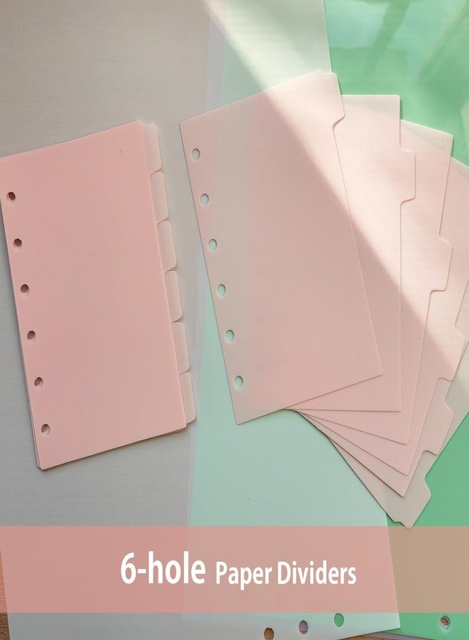 DY.2ten Dividers for 6 Ring Binder, 1/6 Cut Tabs, A7 Sturdy Plastic Binder Divider, Insertable Notebook Planner Tab, 2 Sets, 12 pcs，for School Office Home，Light Pink - Image 5