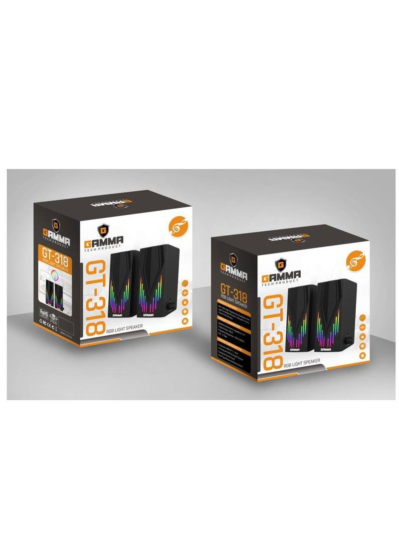Gamma - GAMMA GT-318 Gaming RGB usb pc speaker with lights - Image 1