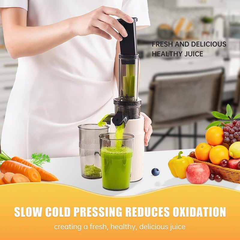 Kawu Cold Press Juicer Machine, Mini Slow Masticating Juicer for Vegetables and Fruits, High Juice Yield, Dual Filter, BPA-Free, Easy to Clean, Compact & Small Size Juice Extractor for Kitchen, Home - Image 4