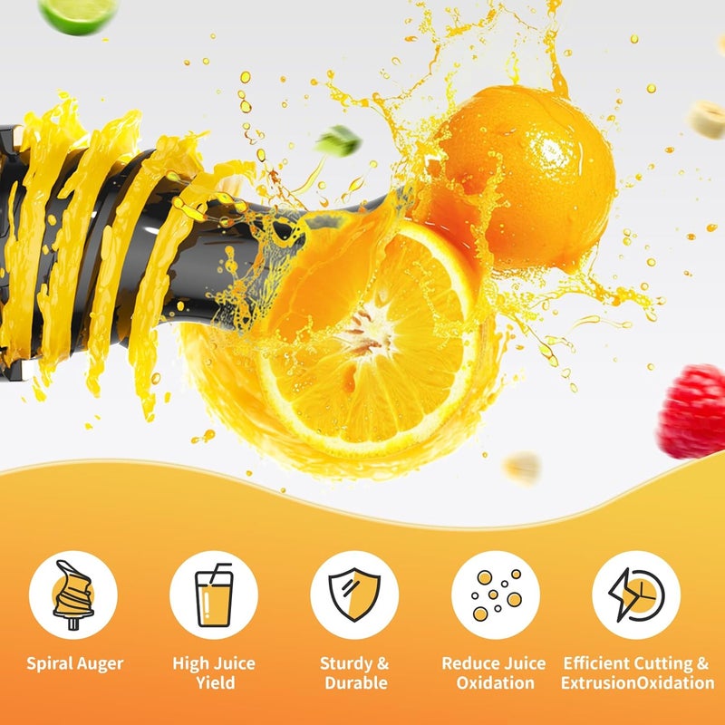 Kawu Cold Press Juicer Machine, Mini Slow Masticating Juicer for Vegetables and Fruits, High Juice Yield, Dual Filter, BPA-Free, Easy to Clean, Compact & Small Size Juice Extractor for Kitchen, Home - Image 2