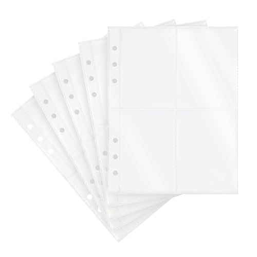 Dajino 20 Sheets Clear Binder Sleeves Pocket Sheets Protectors Double Sided Plastic Sleeves for Binder Refill, Photo Card Sticker Organizer Pocket Pages Binder Inserts for 6 Ring A5 Binder (4-Pocket) - Image 1