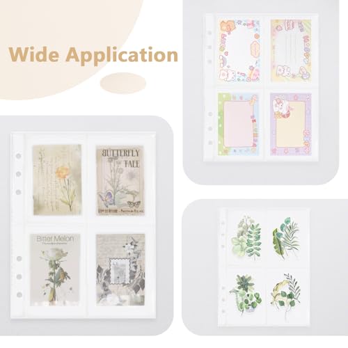 Dajino 20 Sheets Clear Binder Sleeves Pocket Sheets Protectors Double Sided Plastic Sleeves for Binder Refill, Photo Card Sticker Organizer Pocket Pages Binder Inserts for 6 Ring A5 Binder (4-Pocket) - Image 5