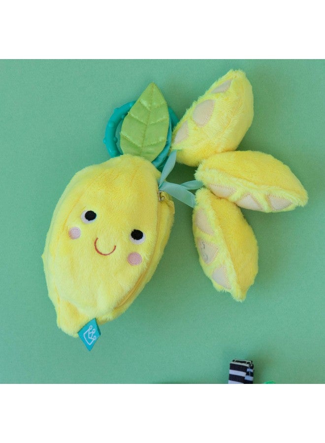 Manhattan Toy Manhattan Toy Mini-Apple Farm Lemon Baby Travel Toy with Rattle, Squeaker, Crinkle Fabric & Teether Clip-on Attachment - Image 2