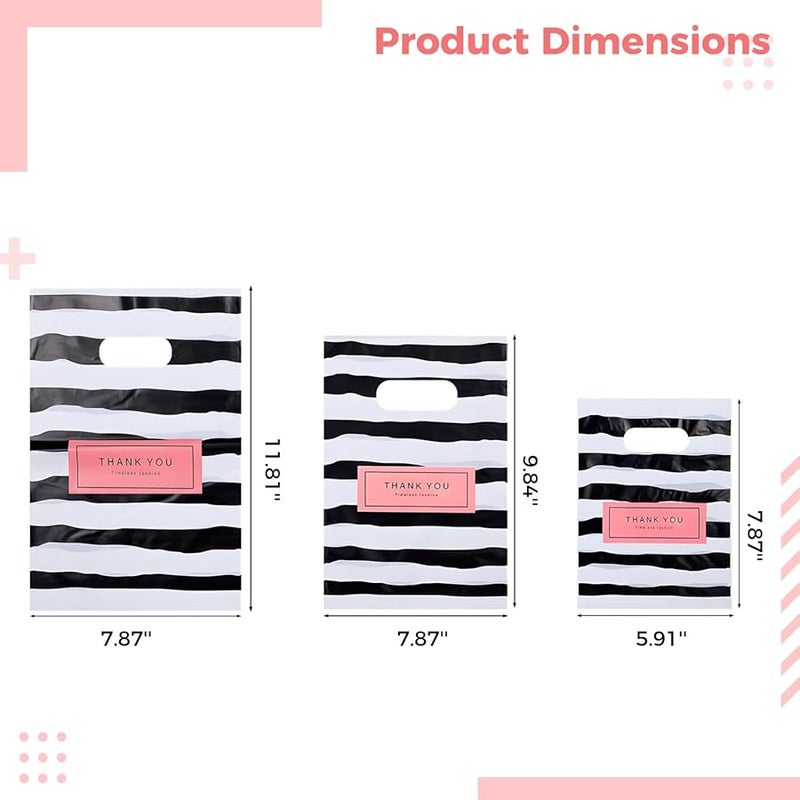 Black White Striped Gift Bags With Handles 3 Sizes 6X8 8X10 8X12 For Small Business - Image 4