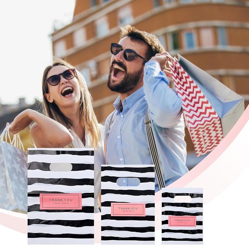 Black White Striped Gift Bags With Handles 3 Sizes 6X8 8X10 8X12 For Small Business - Image 5