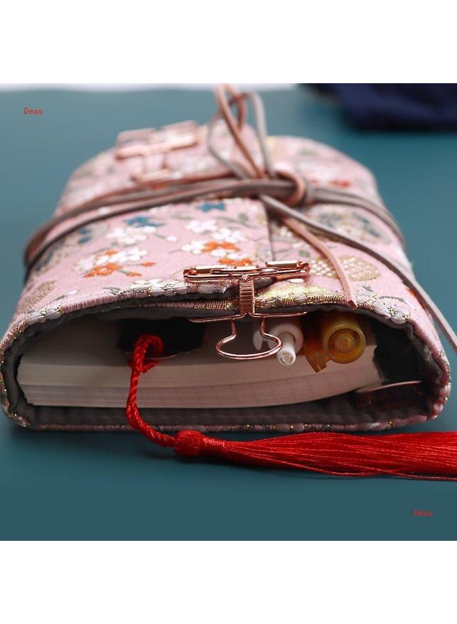 Bluejw Vintage Pocket Fabric Handbook Suit Ins Japanese A6 Cute High Color Value Loose-leaf Grid Notebook Handbook - Image 2