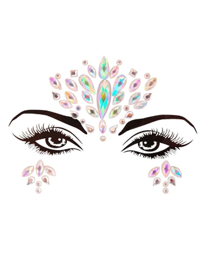 Luminous Mermaid Princess Face Gems Crystal Sticker - Image 1