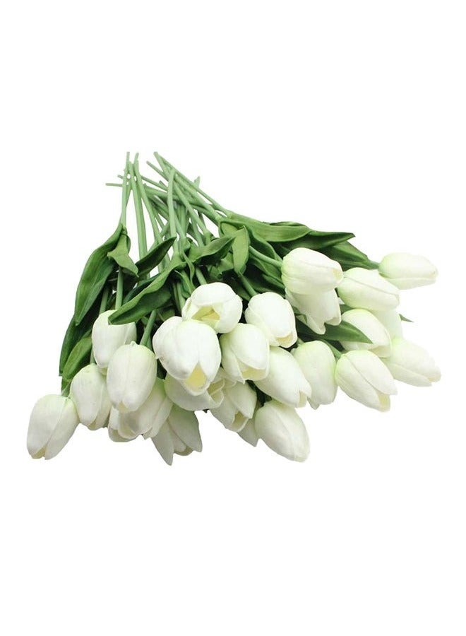 Tulip Bouquet, Small Artificial Tulips, 10 Pieces - White - Image 1