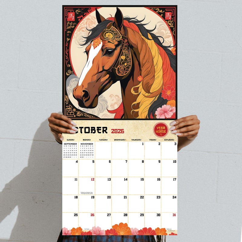 TF Publishing 2026 Year of the Horse Wall Calendar - Large Grids for Appointments and Scheduling - Vertical Monthly Wall Calendar 2026 w/Premium Matte Paper for Home and Office Organization - 12x12in - Image 5