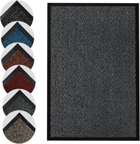 Homatz Door Mats Indoor  Outdoor Heavy Duty Floor Mat  Non Slip Rubber Back  Dirt Trapper Door Mat  Super Absorbent Front Door Mat Washable Doormats Rug Barrier Mat Grey40x60cm