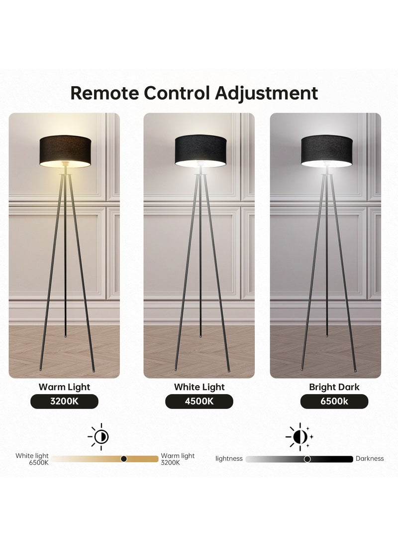Perfin Floor Lamp for Living Room Tripod Tall Lamp Dimmable Standing Lamp with 12W lighting for Bedroom Office Reading, Beige  - Image 4