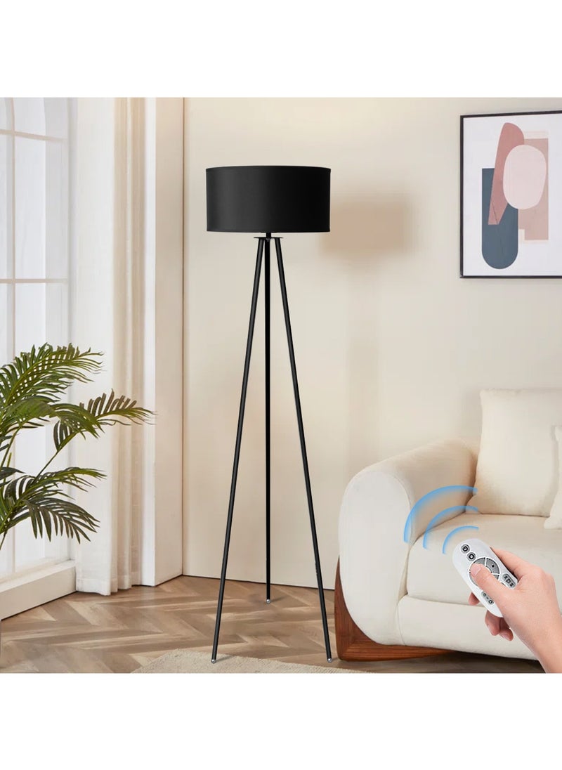 Perfin Floor Lamp for Living Room Tripod Tall Lamp Dimmable Standing Lamp with 12W lighting for Bedroom Office Reading, Beige  - Image 1