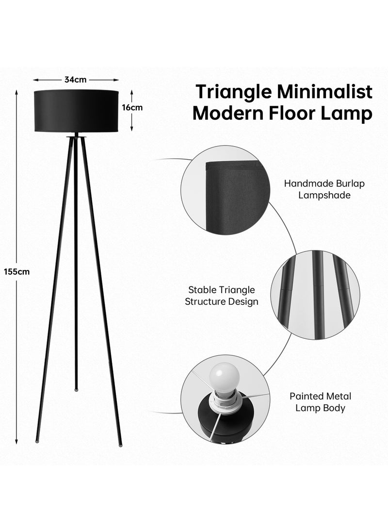 Perfin Floor Lamp for Living Room Tripod Tall Lamp Dimmable Standing Lamp with 12W lighting for Bedroom Office Reading, Beige  - Image 2