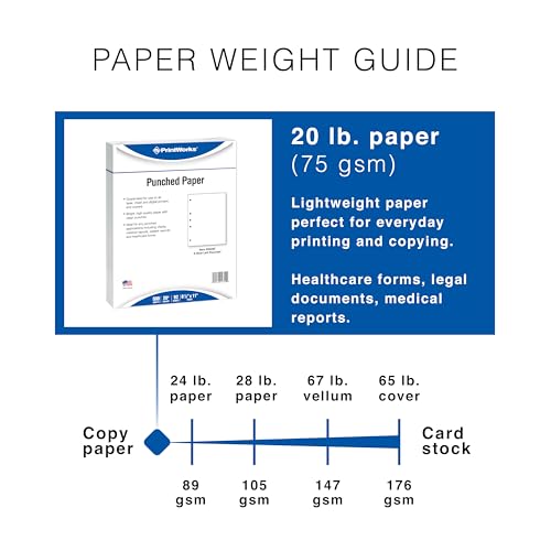 PrintWorks Professional 5 Hole Punch Left Paper - Pre-Punched for Folders & Binders - Made in the USA - 500 Sheets - 8.5" x 11" - 20 lb - 92 Bright White (04340) - Image 2