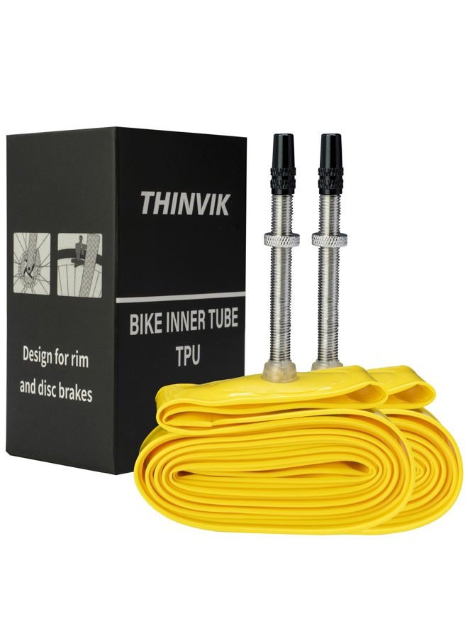 Thinvik TPU Inner Tube Upgraded Durability for Road Bike MTB Gravel Bicycle Tire 700cc x 18-32c, 33-50c, 29'', 27.5'' Bicycle Tube 45MM 65MM 85MM Length of Presta Valve- 2 PCS (One Pair) - Image 1