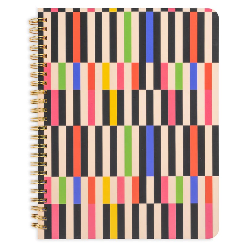 ban.do Rough Draft Mini Spiral Notebook with Pattern, 8.5" x 6.75" Journal with Pockets and 160 Lined Pages (Mid Century Stripe) - Image 1