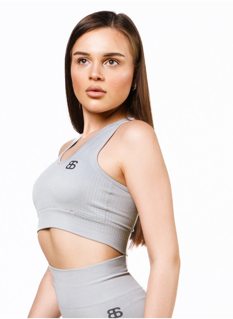 Bernessi High Support Sports Bra Top for Women Comfortable Ladies Bra for Fitness Yoga Workout Gym Running Exercise Dance Athletic Ash Grey  - Image 3