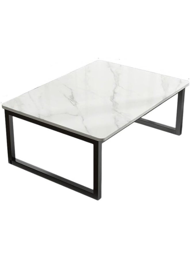 YINZUO Modern Rectangular Marble Top Coffee Table with Black Metal Frame, Stylish Space-Saving Design, Welded Joint, No Assembly Needed (Big) - Image 4