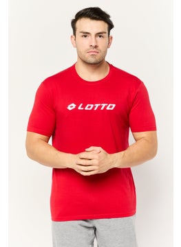 LOTTO Men Sportswear Fit Short Sleeve Outdoor T-Shirts, Red/White  - Image 1