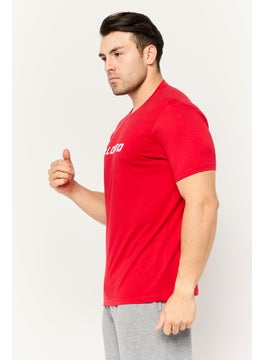 LOTTO Men Sportswear Fit Short Sleeve Outdoor T-Shirts, Red/White  - Image 4