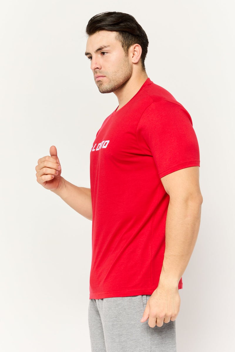 LOTTO Men Sportswear Fit Short Sleeve Outdoor T-Shirts, Red/White - Image 4