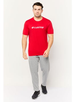 LOTTO Men Sportswear Fit Short Sleeve Outdoor T-Shirts, Red/White  - Image 2