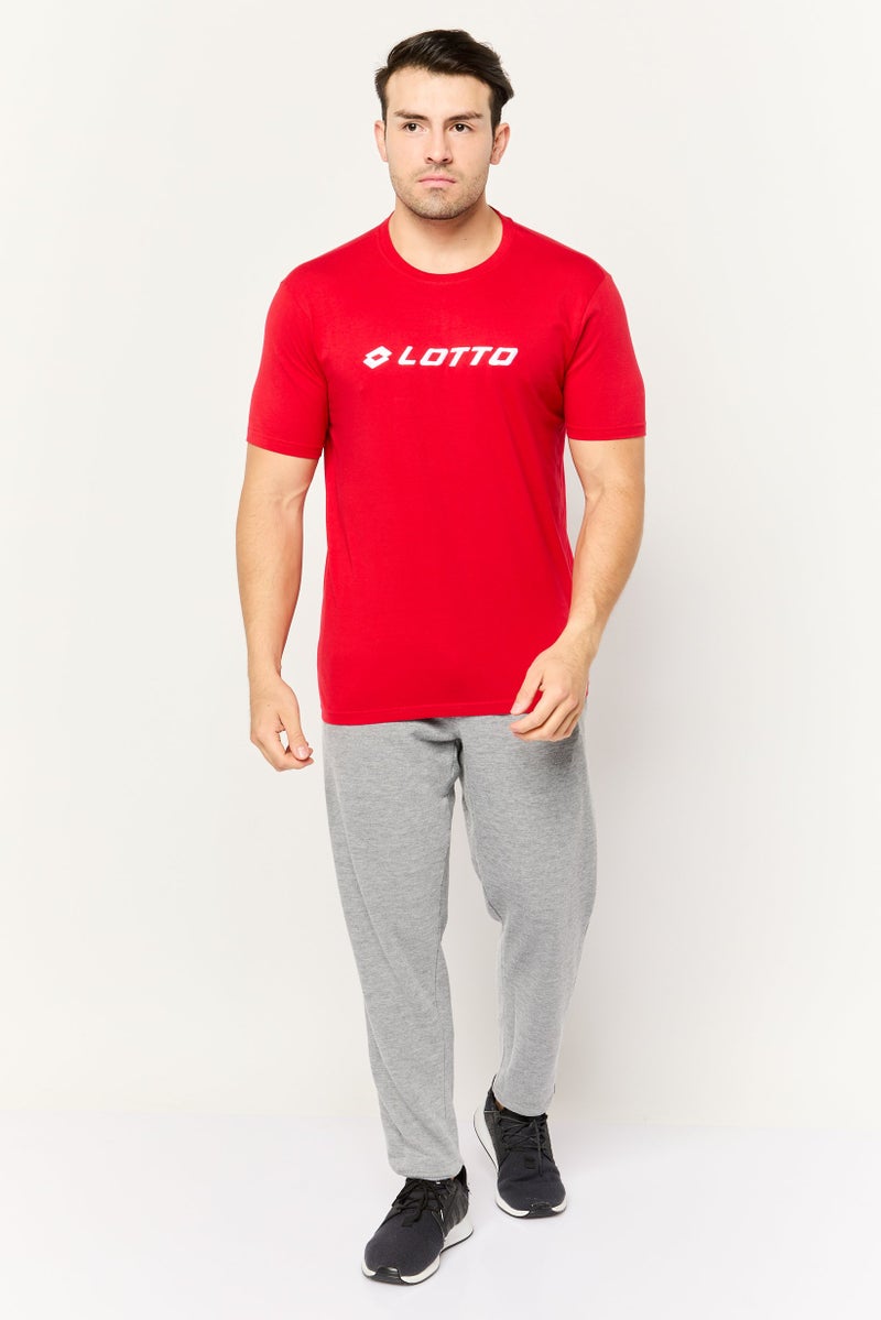 LOTTO Men Sportswear Fit Short Sleeve Outdoor T-Shirts, Red/White - Image 2